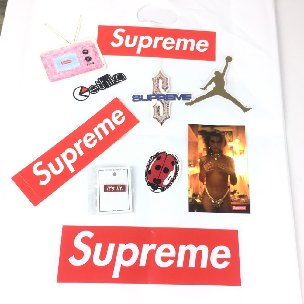 Supreme Sticker Lot w Supreme Bag